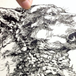 完成。ペン画のオオカミ  ではなく、 切り絵のオオカミ「咆哮」 三週間くらいかかってしまった気がする
